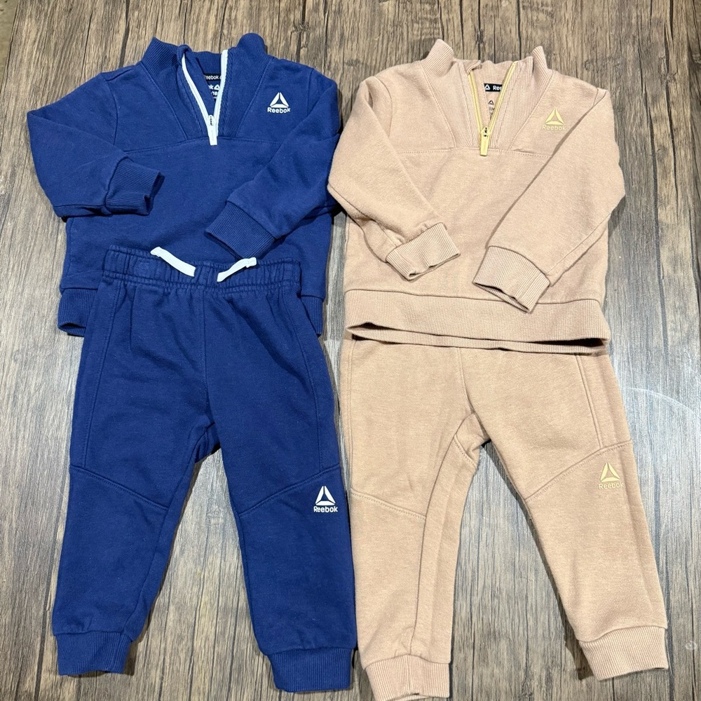Reebok Kids' Blue and Beige Cozy Jogger Sets